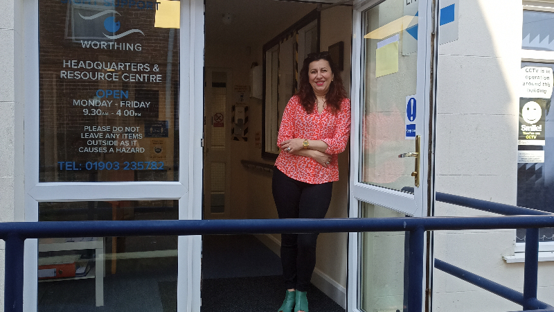 Sonia Baker, General Manager of Sight Support Worthing, outside the Centre in Rowlands Road