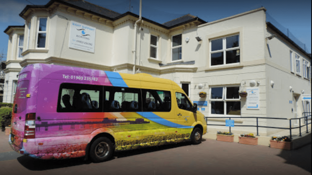 Photo showing the SSW minibus outside the Centre on Rowlands Road