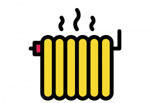 graphic depicting a radiator with heat coming from the top