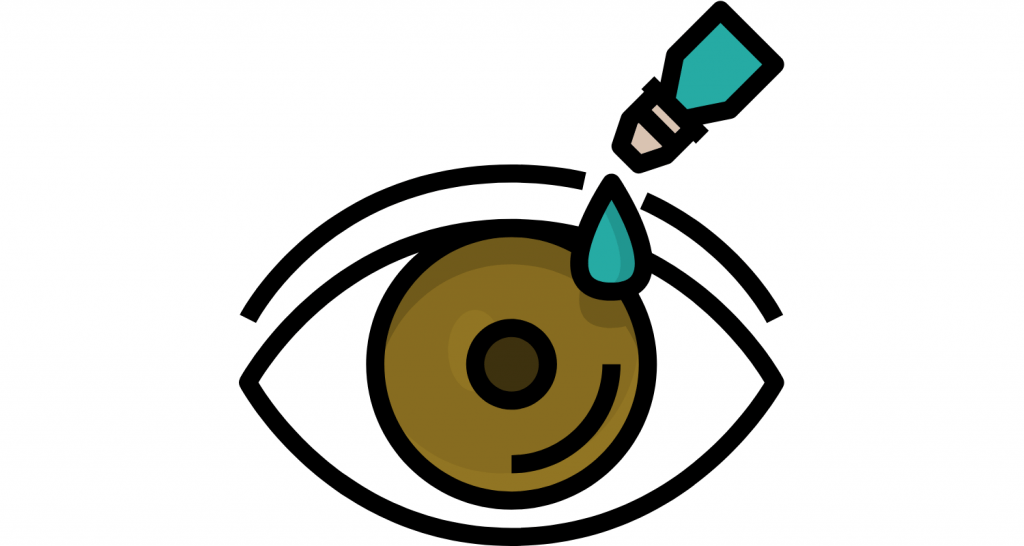 graphic of an eye with some eye drops being applied