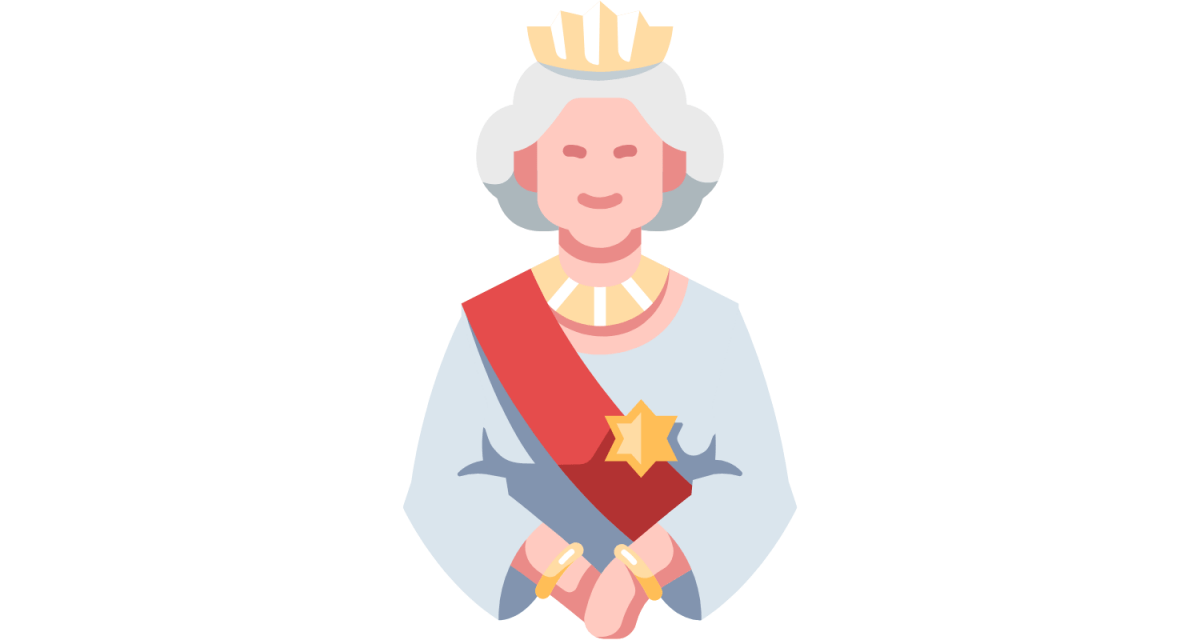 graphic resemblng Queen Elizabeth the Second