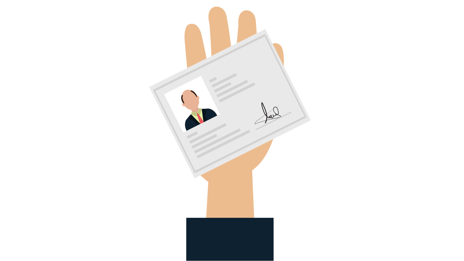 graphic of a hand holding a photo ID card