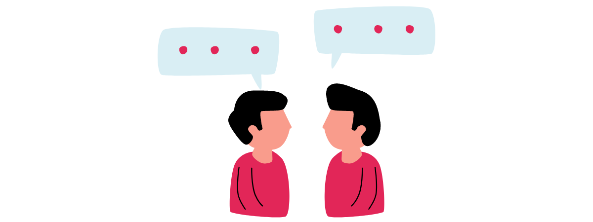graphic of two people in conversation with each other