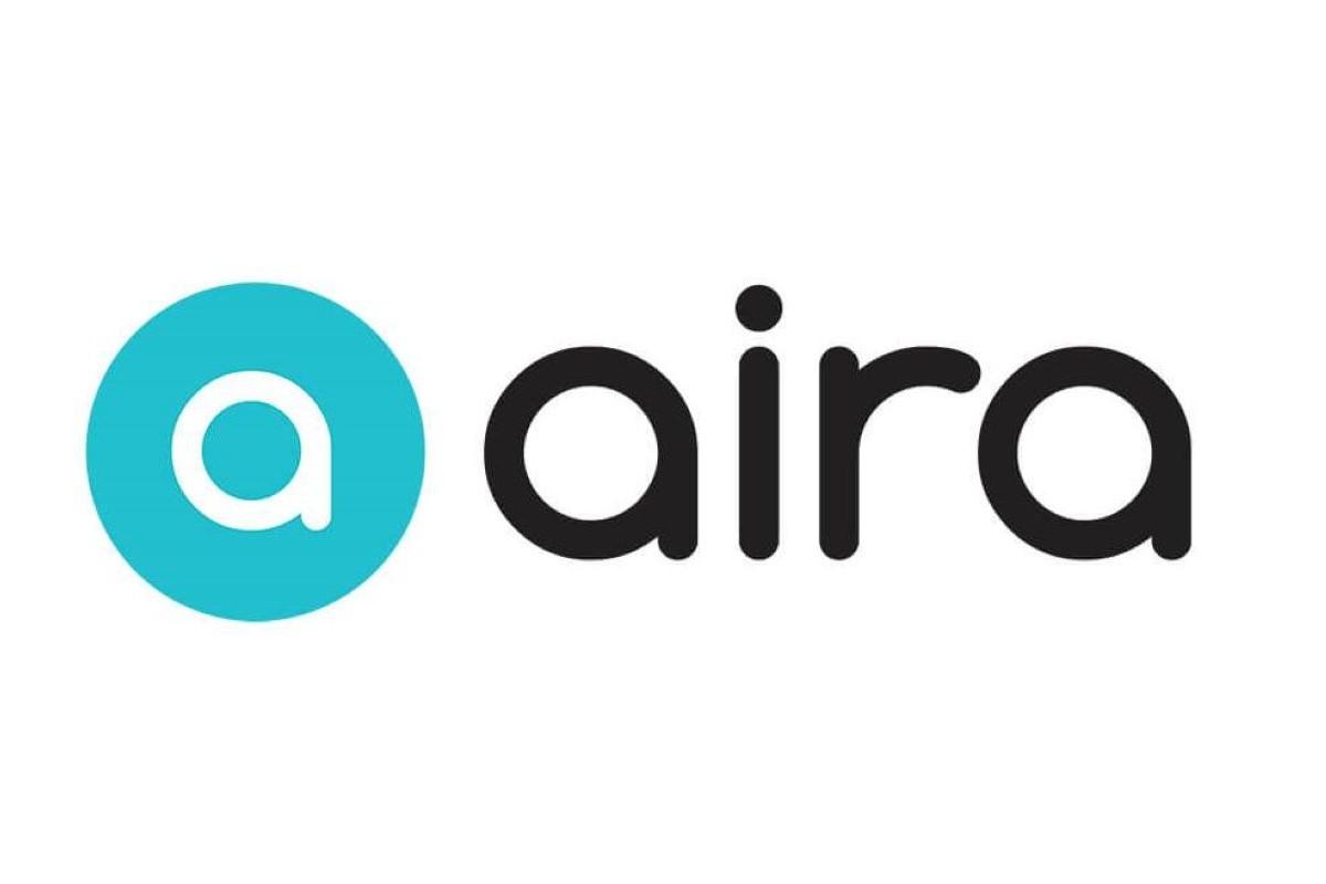 Aira logo with an 'a' in a turquoise circle and black text to the right.