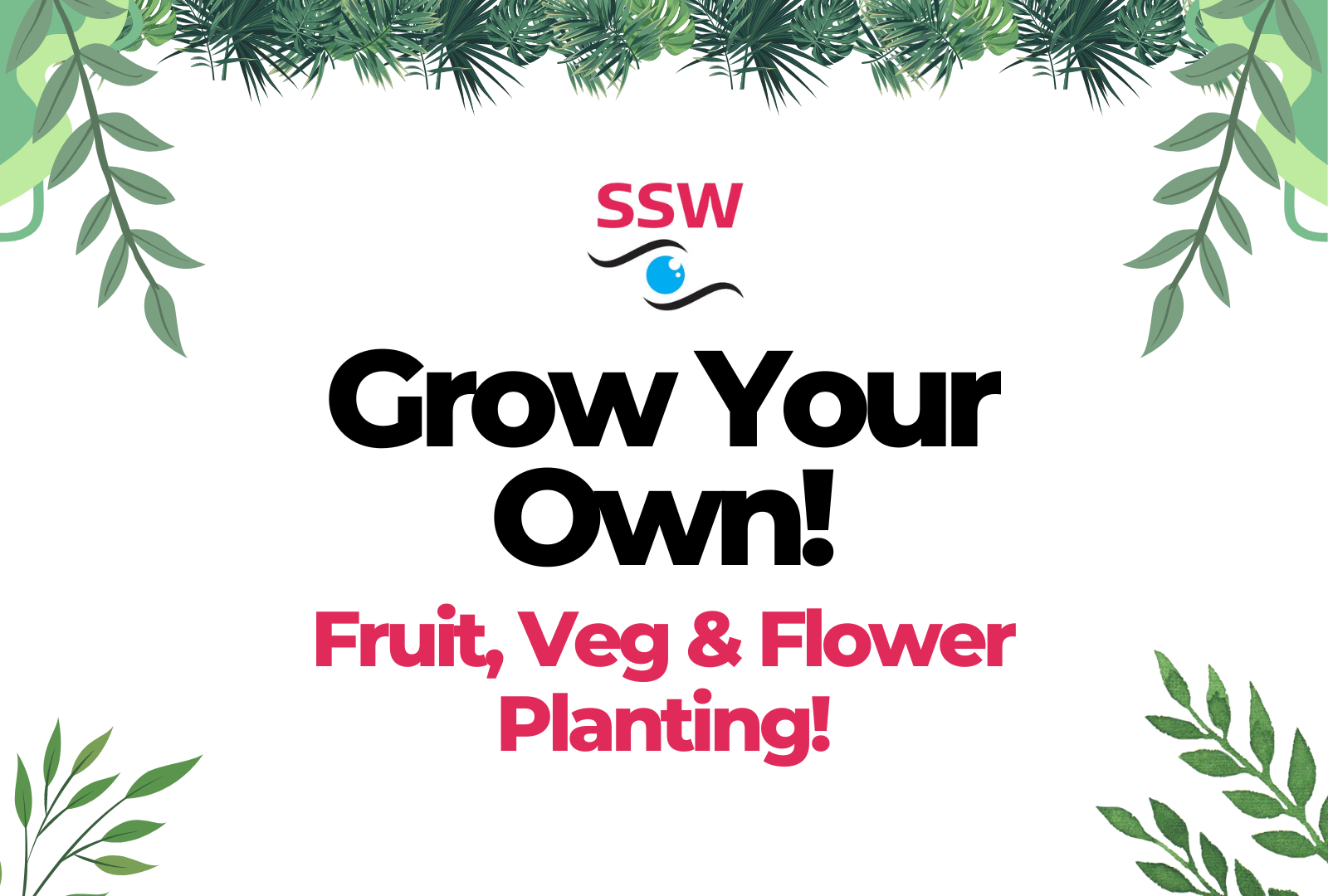 A title card with the words 'Grow Your Own - Fruit, veg and flower planting' on.