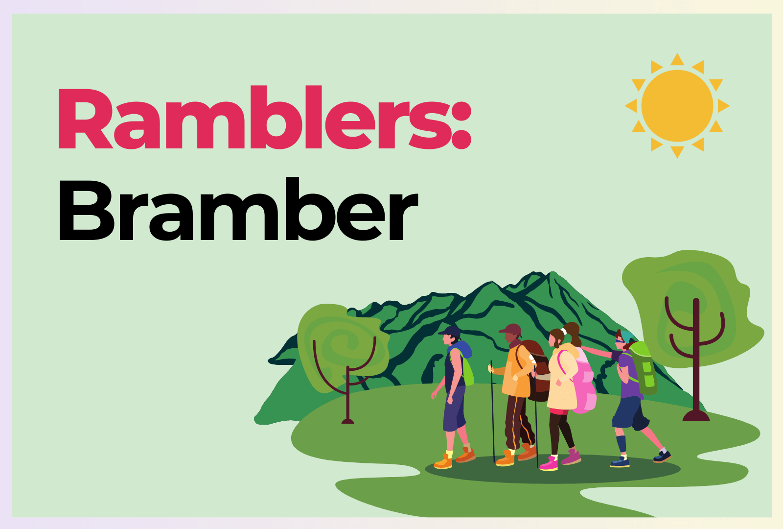 A cartoon of people walking with the words 'Ramblers: Bramber' in the top left