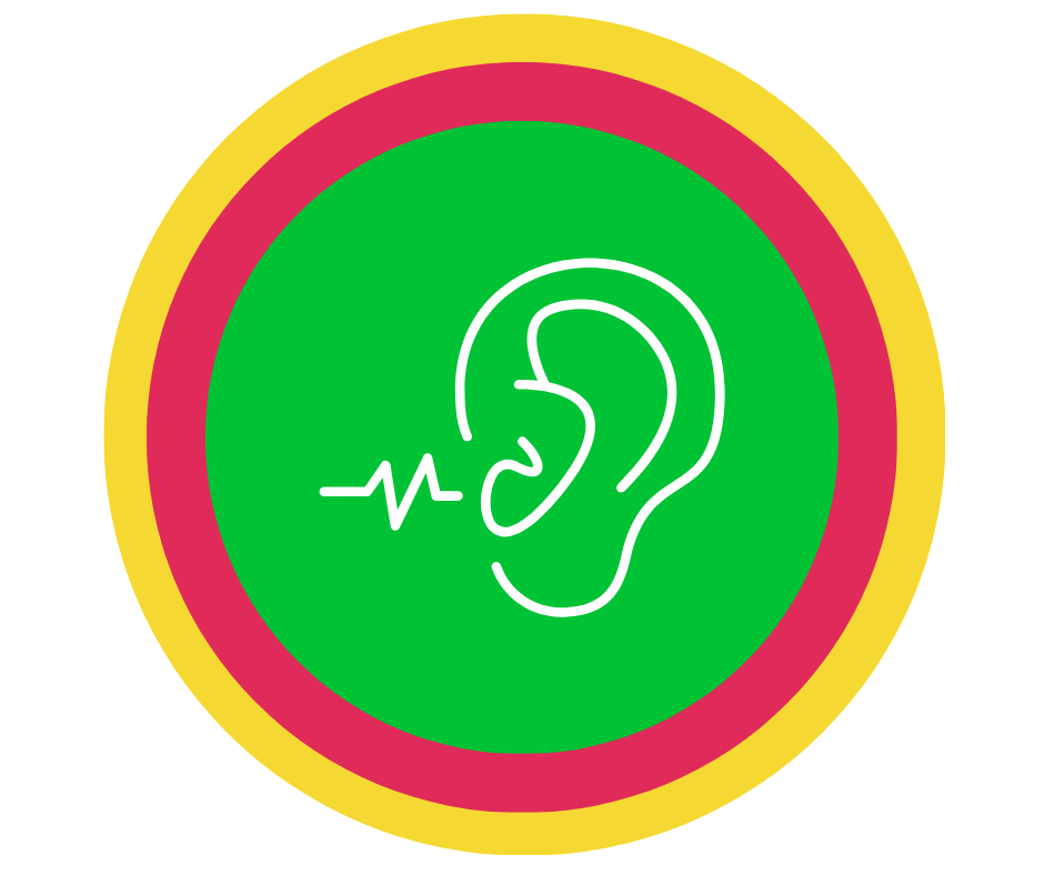 a graphic of an ear with a sound wave going into it