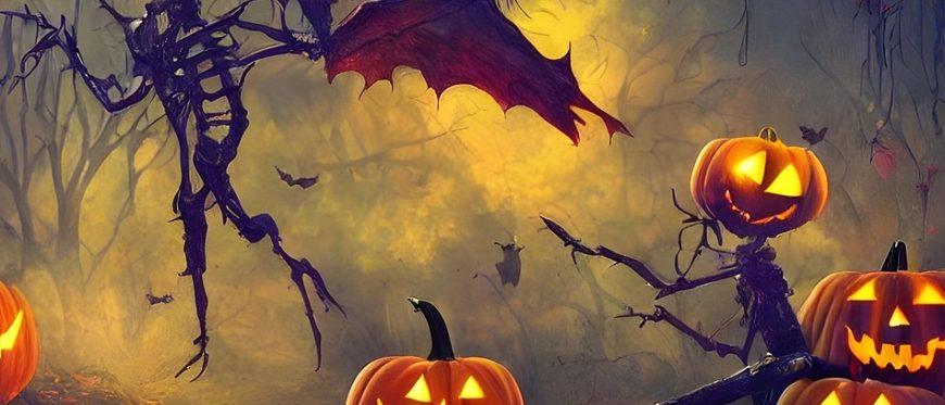 pumpkins and a spooky wood