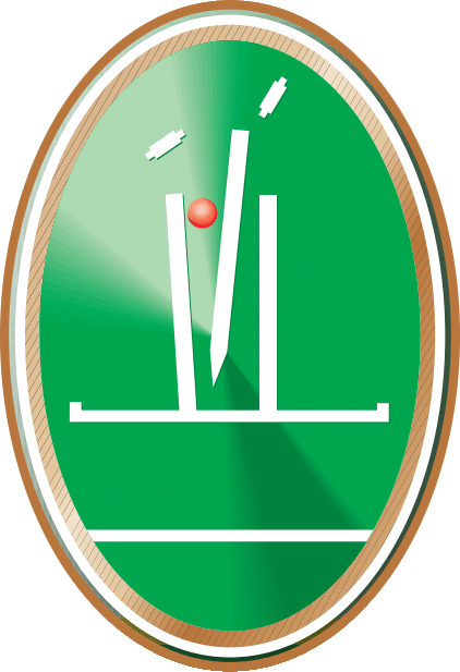 The Primary Club logo - a set of cricket stumps being hit by a ball
